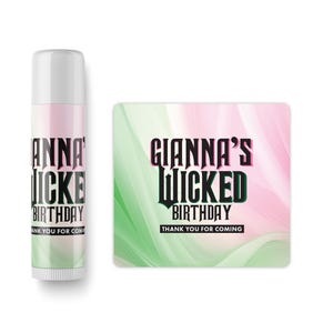 Good Witch Birthday Favors - SET of Girls Birthday Lip Balm - Pink & Green Birthday - Pink Witch Party Favors - Green Witch Party Favor image 6