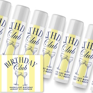 Birthday Club Lip Balm - Beach Birthday Favors - Birthday Club - Custom Lip Balms SET - Champagne Coupe - Palm image 7