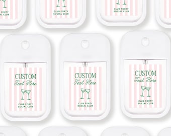 Social Club Party Favors Hand Sanitizer - Fully Customizable Labels - Wedding Bridal Shower Bachelorette - Girls Weekend - Card Style