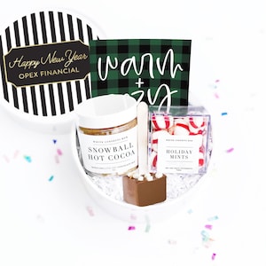 Hot Chocolate Gift Set - Corporate Gift Idea - New Year Gift Set - Gifts under 25 - Winter Gift Idea - Personalized Holiday Gift Basket New Year-Stripe-Blac