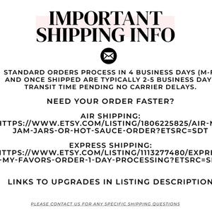 May include: White text on a black background provides important shipping information. The text includes details about order processing times, shipping options, and links to upgrades. The words "IMPORTANT SHIPPING INFO" are at the top.