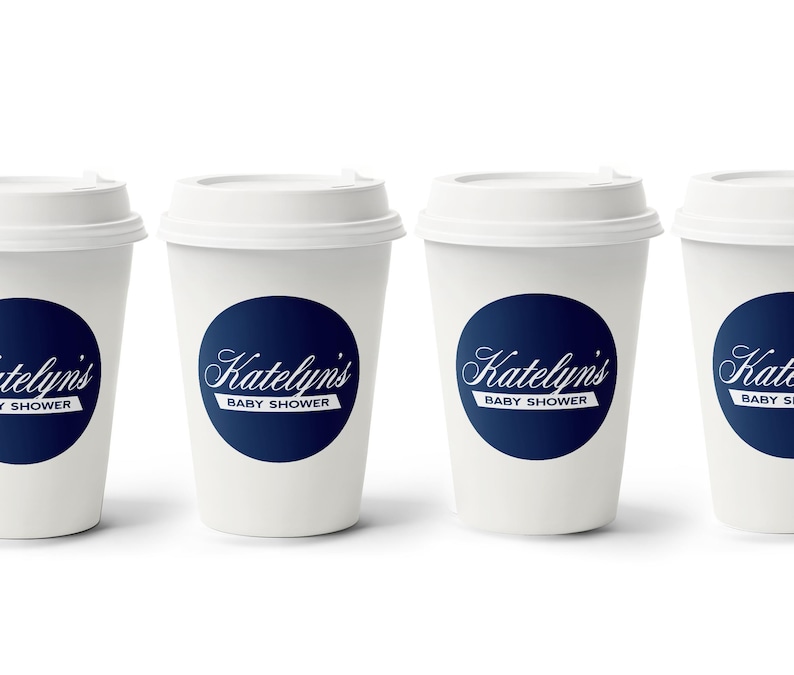 Classic Coffee Theme Baby Shower - Cafe Bebe Coffee Cup Favor - Baby is Brewing Shower Favor - Coffee Cup - 2.5" Coffee Shower Label immagine 4