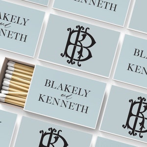 Initial Monogram Matchbooks - Wedding Monogram Matches - SET OF 50 BULK - Wedding Favor - Classic - Personalized Matches - Engagement Favor