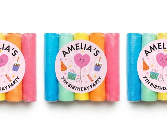 Chalk Birthday Party Favors for Kids + 3" Labels | Sidewalk Chalk Gift Bags | Outdoor Kids Party Favors | Activity-Based Favor Ideas