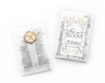 Bridal Shower Seed Favor - Love In Bloom - Wildflower Seed Glassine Packs - Seed Packets - Wildflower Sustainable Shower Favors