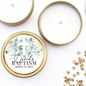 Confirmation Candle Favors - First Communion Favors for Guests - Christian Candle - BULK Candle Favors - Baptism Keepsake Gold Candle Tin bild 5