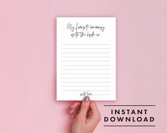Modern Bridal Shower Game - Wedding Shower Idea - INSTANT DOWNLOAD - Minimalist Bridal Shower Game PRINTABLE - Favorite Memory with Bride