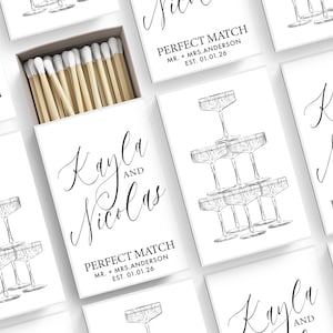 Custom Wedding Matchbooks SET OF 50 - Wedding Favors - Champagne Tower - Reception Favors - Bridal Shower - Engagement - Custom Party Favors