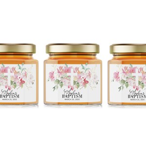 Baptism Honey Favors - First Communion Favors for Guests - Christening Favor - Baby Shower Favor - Mini Honey Pot - Christian Honey Favor