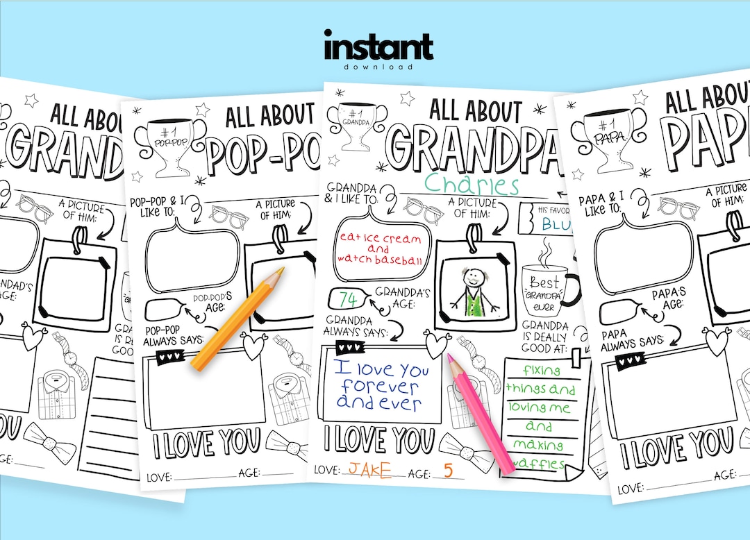 All About Grandpa PRINTABLE Coloring Page - All About My Grandad ...