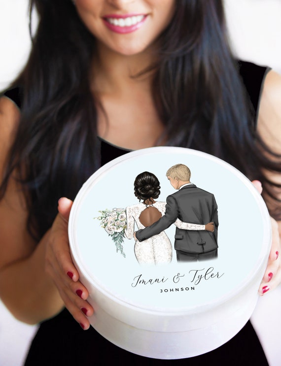 Bride Groom Gift Box - Wedding Planner Gift - Fashion Illustration Box - White Confetti - Bride Box - Engagement Gift - Bridal Shower Gift
