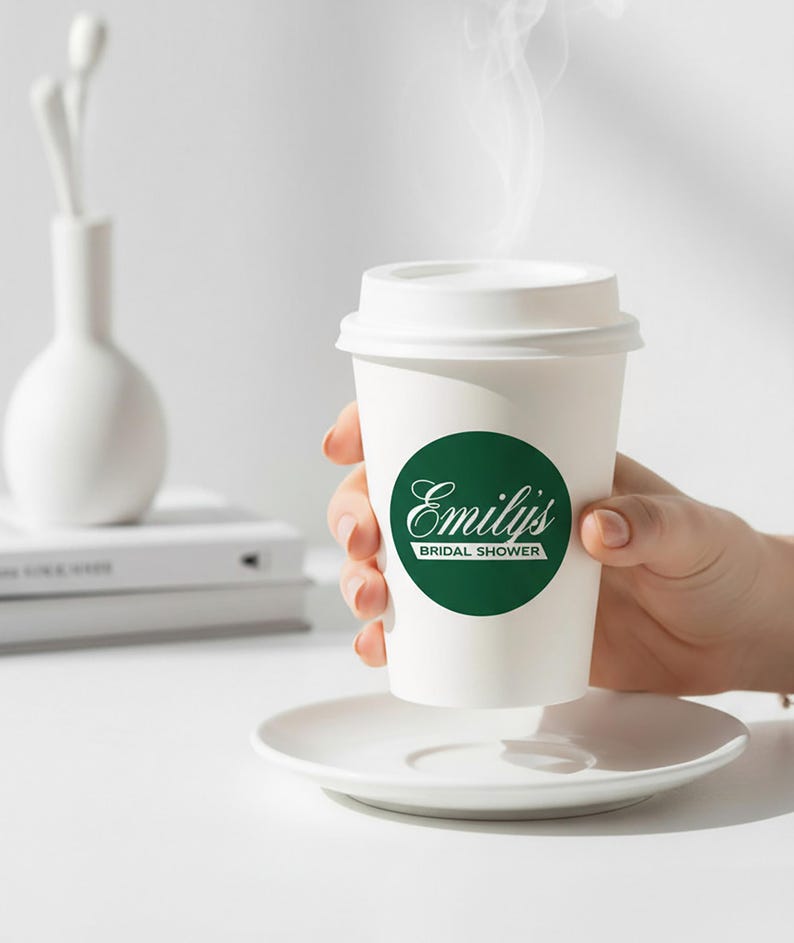 Classic Coffee Theme Baby Shower - Cafe Bebe Coffee Cup Favor - Baby is Brewing Shower Favor - Coffee Cup - 2.5" Coffee Shower Label immagine 10