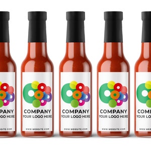 Custom Logo Hot Sauce Full Size Bottle - Branded Marketing Materials - Custom Logo Wedding Favors - BULK Wedding Favor - Branded Swag Ideas