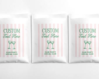 Club Social Personalizado - Bolsas de Papel Blanco para Recuerdos de Boda - Bolsas Kraft para Galletas y Dulces - Totalmente Personalizables - Despedida de Soltera - Bolsas Planas de 15 x 20 cm