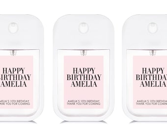 Set de desinfectante de manos para recuerdo de cumpleaños - Recuerdo de cumpleaños moderno y personalizado - Recuerdos de fiesta - Botella estilo tarjeta - Desinfectante de moda