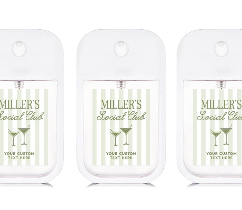 three identical spray bottles with a label that reads "Miller's Social Club".