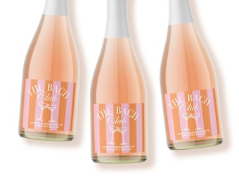 Bachelorette Party Mini Champagne Labels - The Bach Club Stickers - Bachelorette Party Wine Champagne Bottle Labels - Custom Wine Labels