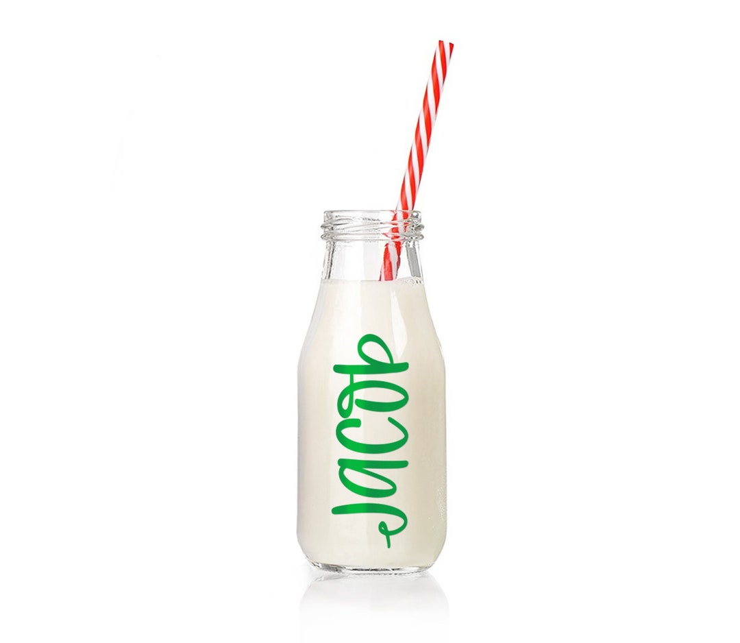 Christmas Milk Bottle Kids Personalized Milk Glass Kids Christmas Eve