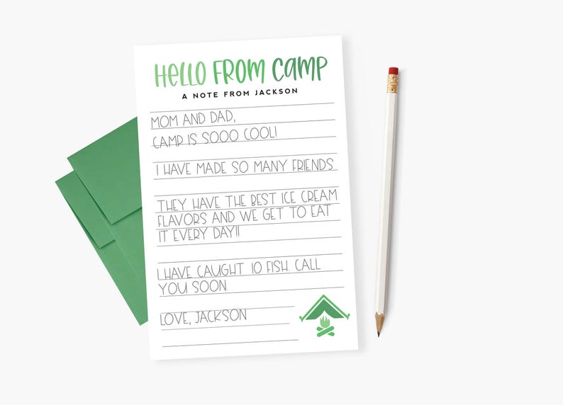 Camp Stationery for Summer Camp - Camp Stationary - A Note From Camp ...
