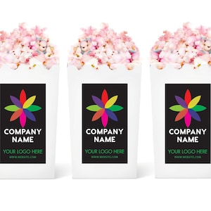 Add Your Logo - BULK Popcorn Favor Boxes -  Corporate Event Party Favor - Marketing Favor Idea - Custom Logo Bulk Favor - Logo Branded Idea