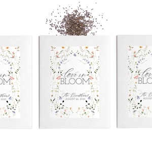 Wedding Seed Packs - Love in Bloom - Bridal Shower Idea - Custom Party Favor - Wildflower Seeds - Sustainable Wedding Favors