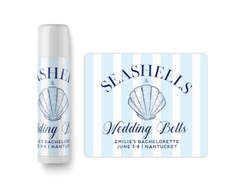 Seashells & Wedding Bells Lip Balm SET - Beach Bachelorette Party Favors - Beach Bachelorette - Coastal - Seashell Custom Lip Balms