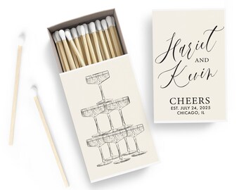 Personalized Matches SET OF 50 - Wedding Favors - Champagne Tower - Reception Favors - Bridal Shower - Engagement - Custom Party Favors