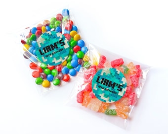 Game On Birthday Sticker - Level Up Birthday Treat Bags + Labels SET - Gaming Birthday Party Favor Labels - Video Game Party Favor