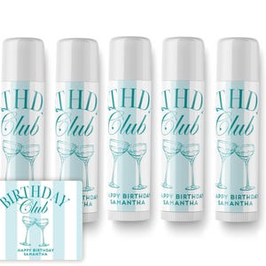 Birthday Club Lip Balm - Beach Birthday Favors - Birthday Club - Custom Lip Balms SET - Champagne Coupe - Palm image 9