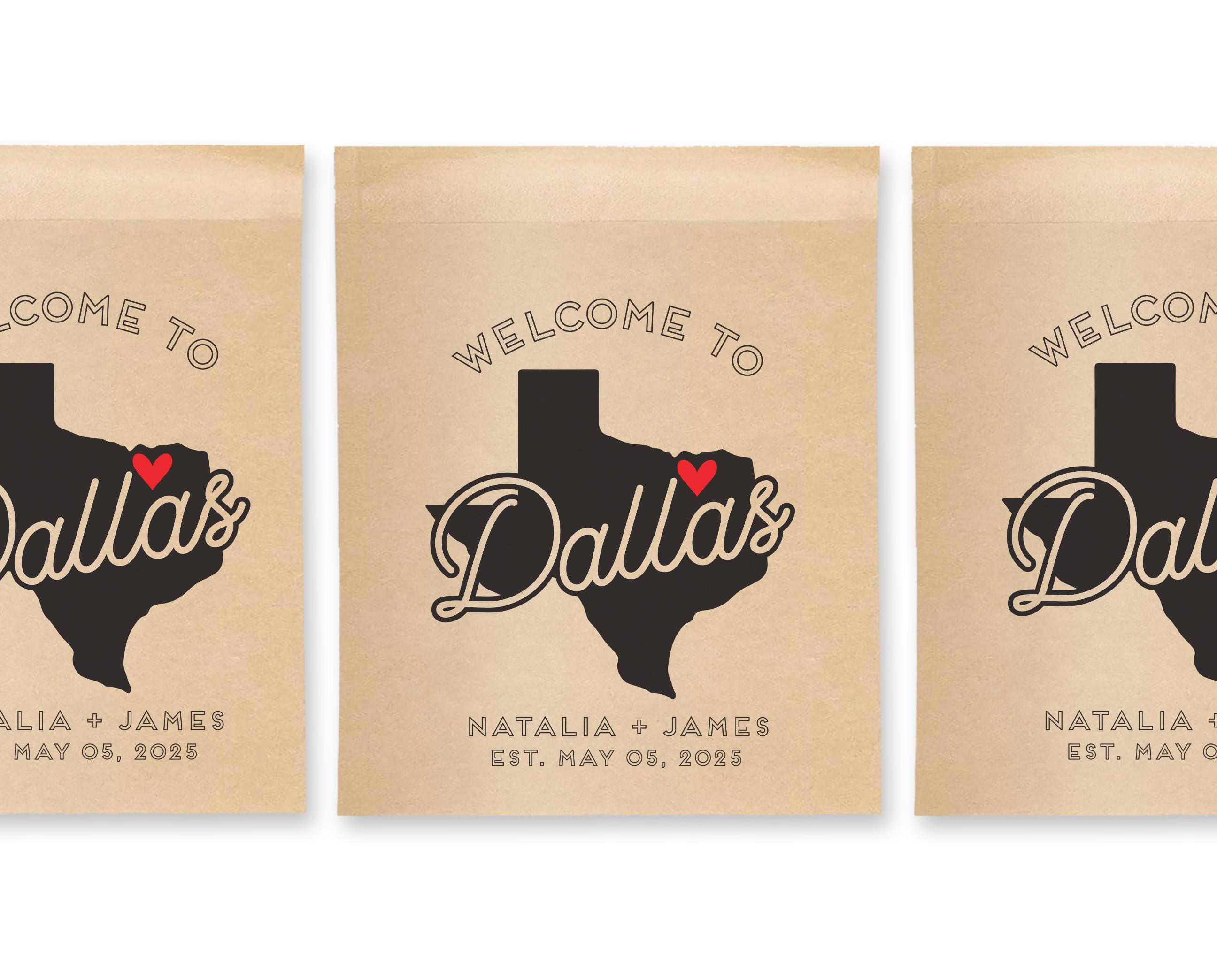 Destination Wedding Welcome Favor Bag - Treat Bags - Kraft Paper Bag - Candy - Personalized Wedding Bag - Donut Bag - Map Location - Outline