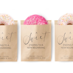 Reception Favor Bag - A Sweet Ending to a New Beginning Favor Bags - Cookie Bag - Personalized Wedding Favor Bag - Donut Bag -