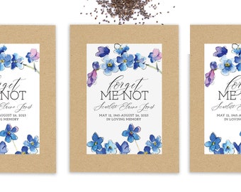 Forget Me Not Seed Packets - SHIPS FAST - In Loving Memory Seed Packets - Memorial Service Seed Packets - Eco-Friendly Favor - Forget Me Not