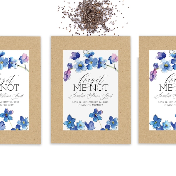 Forget Me Not Seed Packets - SHIPS FAST - In Loving Memory Seed Packets - Memorial Service Seed Packets - Eco-Friendly Favor - Forget Me Not