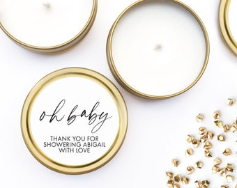 Baby Shower Favors for Guests Bulk - Party Favors - Candle Favors - Gold Candle Favors - Oh Baby - Baby Girl - BULK Candles -  Set of 10