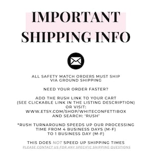 a message about shipping information, including instructions for customers to ship their orders via ground shipping and to add a rush link to their cart for faster processing.
