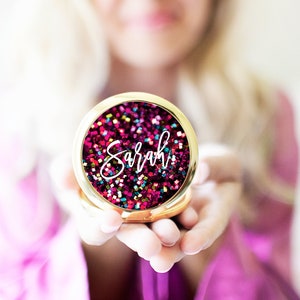 Gold & Rose Gold Compact - Mother of the Bride Compact - Bride Compact Mirror - Bridesmaid Personalized Gifts - Bridesmaid Compact