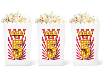 Carnival Popcorn Favor Boxes - Children's Birthday Party Favor Box - Gift Bag Favor - Circus - Personalized Popcorn Box - Kids - SET OF 8