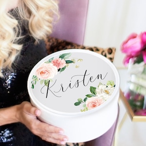 Bride Gift Box - White Confetti Box - Round White Hat Box - Custom Engagement Gift Box - All Occasion Gift Box - Custom Design Gift Box