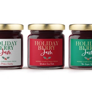 BULK Holiday Favors - Blueberry Jam Christmas Party Favor - Corporate Holiday Favors - Holiday Jam Favor - Christmas Favors - White Confetti