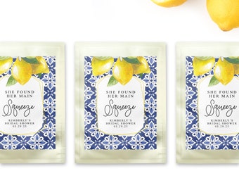 Lemonade Personalized Wedding Favor - Bridal Shower Favors -  Found Her Main Squeeze - Lemonade Pouches SET of 12 - Custom Party Favors
