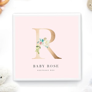 Baptism Keepsake Box - Baby Girl Gift Box - Square White Box - Custom Baby Gift Box - Memory Gift Box - Personalized Gift Box - Baby Firsts
