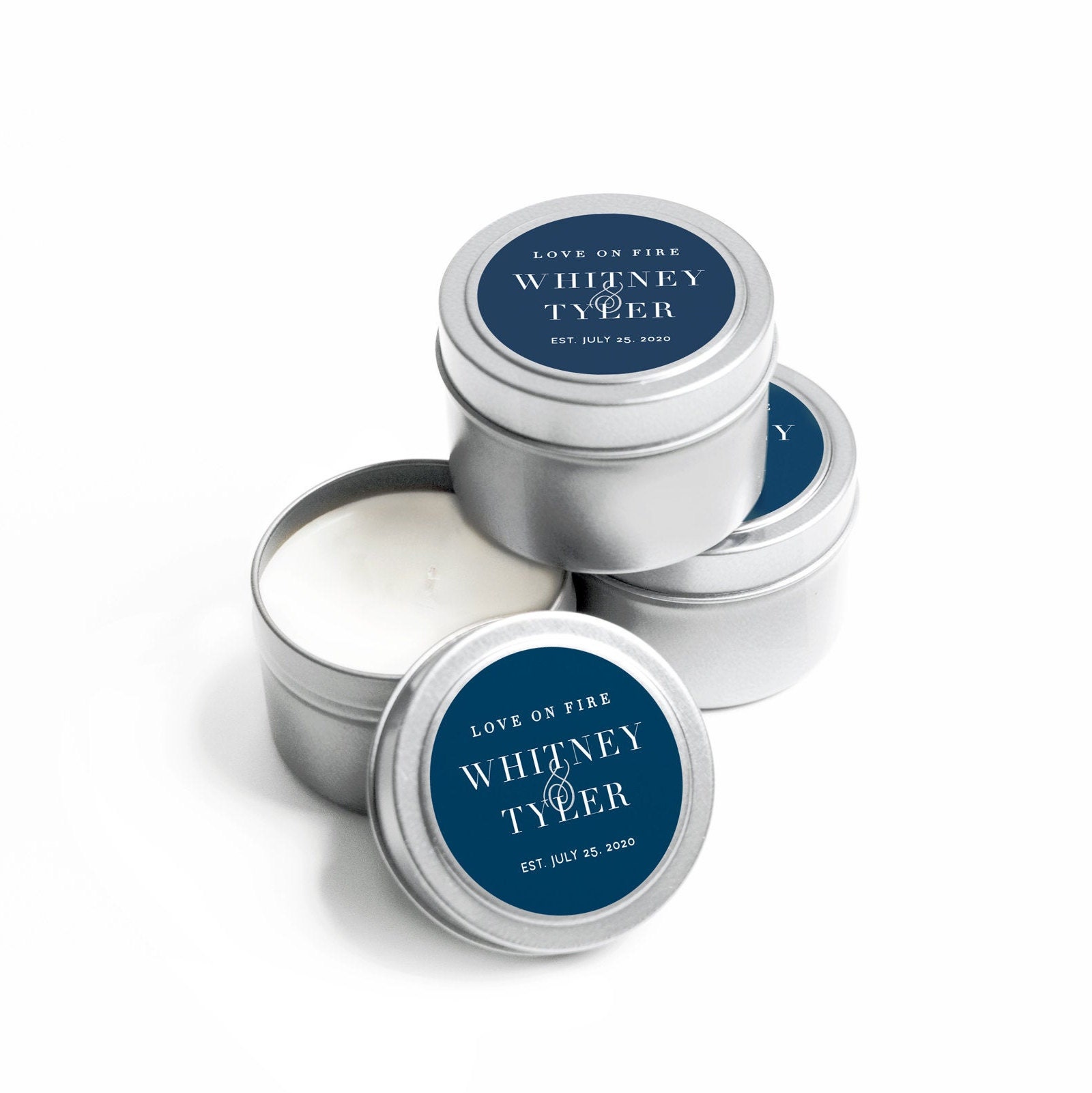 Custom Silver Candle Favors