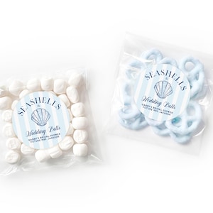 Seashells & Wedding Bells Bachelorette SET - Coastal Bachelorette Labels - Girls Weekend Stickers - Affordable Bachelorette Favors