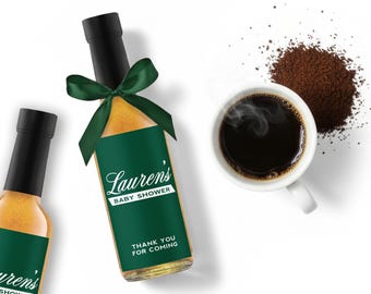 Classic Coffee Bridal Shower Favors - Gourmet Vanilla Bean Coffee Syrup - Love is Brewing - BULK Baby Shower Favors - 5 oz