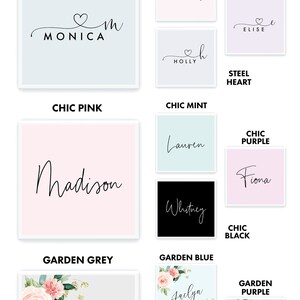 May include: A graphic showing different design options for personalized gift boxes. The designs include floral patterns, hearts, and solid colors. The text "Choose Your Design" is at the top of the graphic. The text "White Confetti Box" is at the bottom of the graphic.