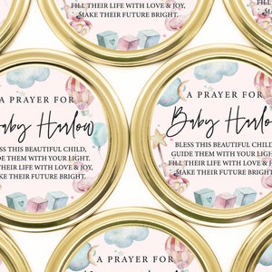 Prayer Candle Favors - New Baby Prayer Candle - Shower Gift for Guests - Custom Baby Shower Favor - BULK Candle Favor - Gold Candle Tins
