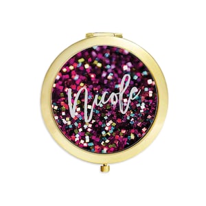 Gold Rose Gold Compact - Bridesmaid Gift Box - Bridal Party Gift - Birthday Gift - Gift for Her - Bridesmaid Compact - Mirrored Compact