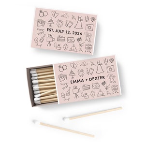 LABELS ONLY - Custom Matchbook Labels - Hand Drawn Wedding Matches- Matchbook Labels - White Matchbooks Labels - Custom Wedding Labels