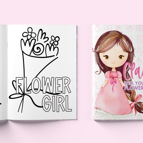 Flower Girl Coloring Book - Flower Girl Gift - Will You Be My Flower Girl - Proposal Gift -Flower Girl Activity Book - Customize Skin + Hair