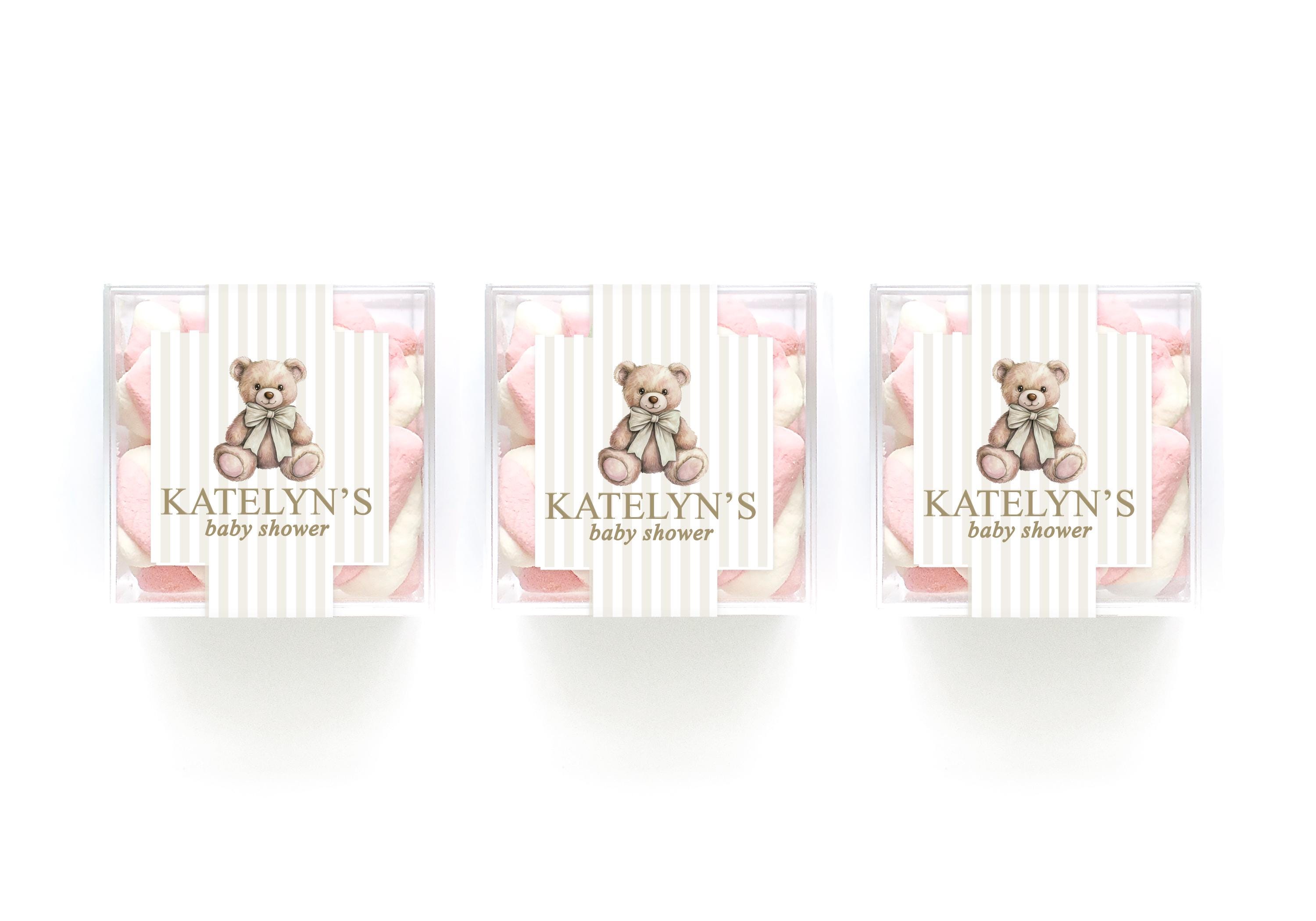 Elegantes Bären-Babyparty-Partygeschenk - Polo-Karierte Geschenkboxen - Preppy-Kariertes Babyparty-Geschenk - Candy Bar-Geschenk 10er-Set - Geschenkboxen